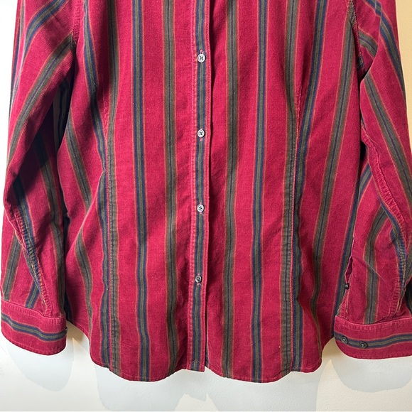 Vintage 90’s Lauren Ralph Lauren Burgundy Striped Corduroy Dark Academia Shirt - Picture 5 of 8